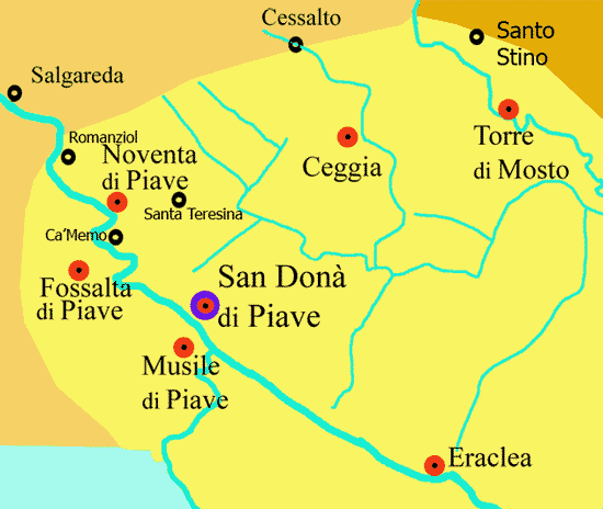 mappa del territorio del Basso Piave